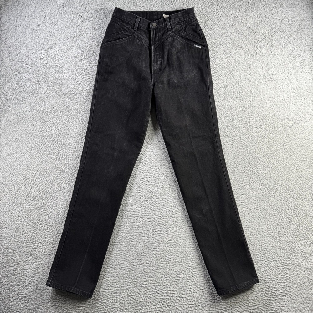 Vintage Rocky Mountain Jeans Womens 11 (28x34) Black‎ Bareback Western Denim 90s